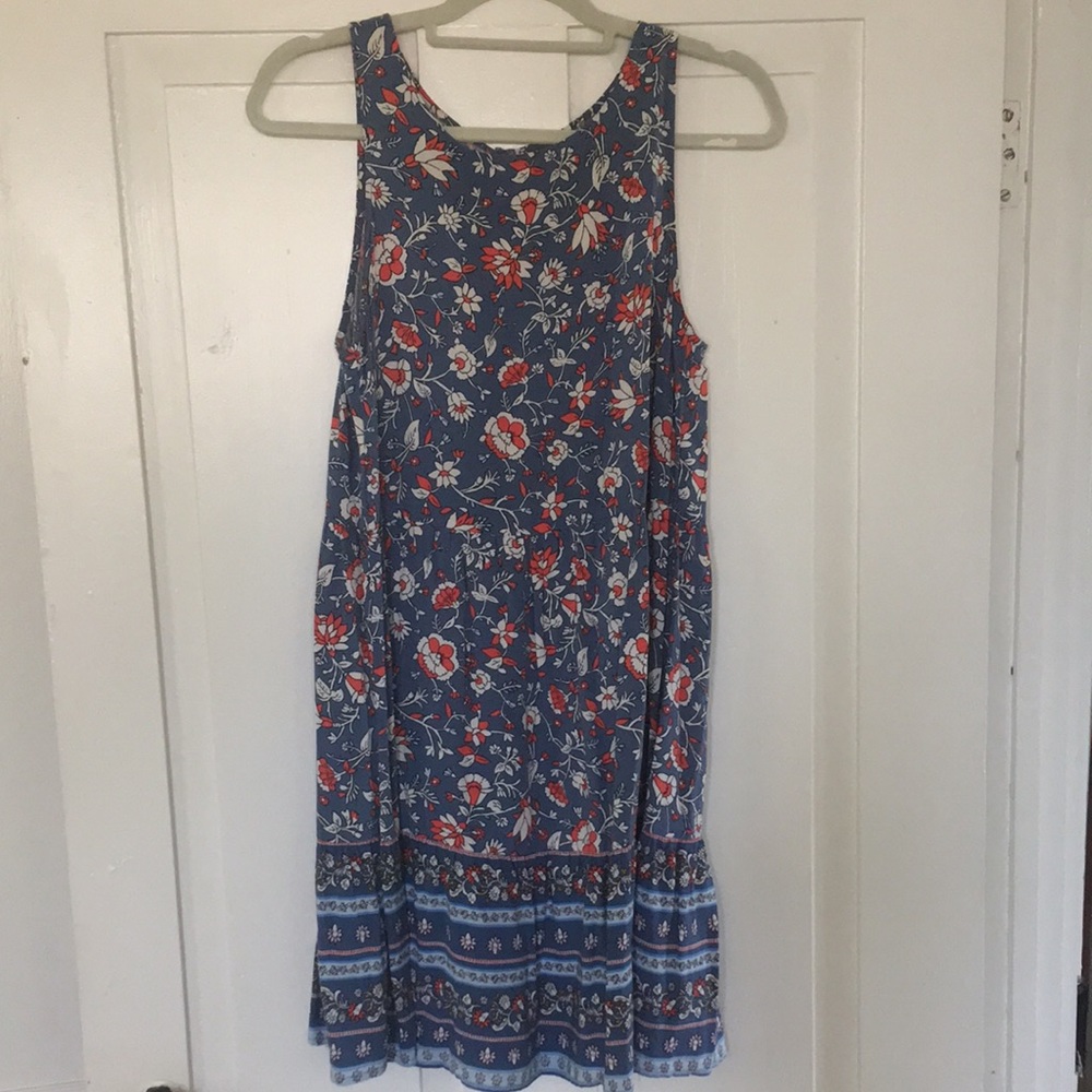 Old Navy Tier Trapez Blue Floral Sleeveless Dress